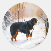 ベルネーズマウンテンで雪のクリスマスを過ごす ラウンドシール (正面)