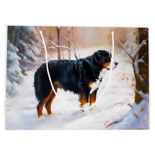 ベルネーズマウンテンで雪のクリスマスを過ごす ラージペーパーバッグ (裏面)