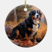 ベルネーズマウンテンイン紅葉秋インスパイア セラミックオーナメント (裏面)