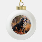 ベルネーズマウンテンイン紅葉秋インスパイア セラミックボールオーナメント (正面)