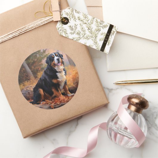 ベルネーズマウンテンイン紅葉秋インスパイア ラウンドシール (ギフト)