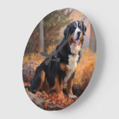 ベルネーズマウンテンイン紅葉秋インスパイア ラージ壁時計 (傾斜)