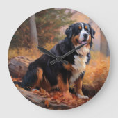 ベルネーズマウンテンイン紅葉秋インスパイア ラージ壁時計 (正面)