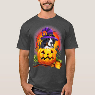 ベルネーズマウンテンウィッチパンプキンハロウィーン犬の恋人 Tシャツ