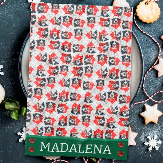 ベルネーズマウンテンクリスマスドッグ キッチンタオル