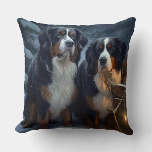 ベルネーズマウンテンスノースイスレイクリスマスデコール クッション (正面)