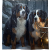 ベルネーズマウンテンスノースイスレイクリスマスデコール シャワーカーテン (正面)