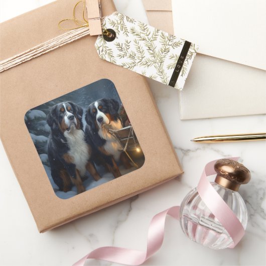 ベルネーズマウンテンスノースイスレイクリスマスデコール スクエアシール (ギフト)