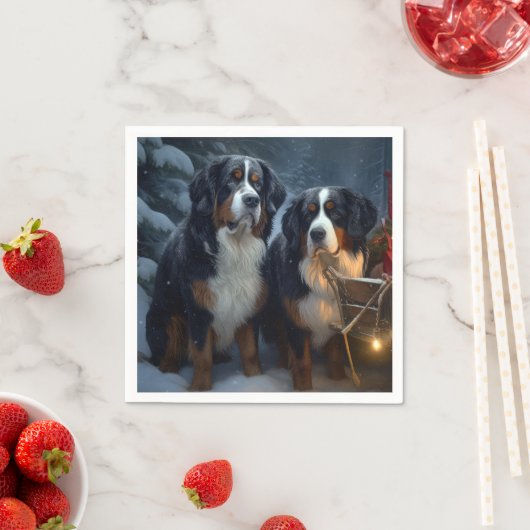 ベルネーズマウンテンスノースイスレイクリスマスデコール スタンダードカクテルナプキン (インサイチュ)