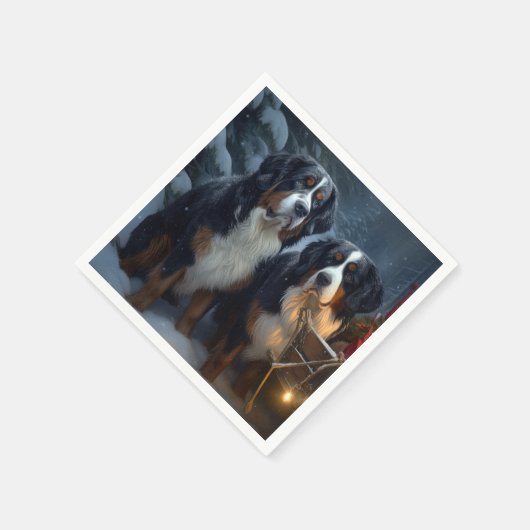 ベルネーズマウンテンスノースイスレイクリスマスデコール スタンダードカクテルナプキン (角)