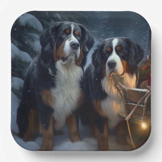 ベルネーズマウンテンスノースイスレイクリスマスデコール ペーパープレート (正面)