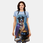 ベルネーズマウンテンドッグお洒落ハロウィン絵を描ズ エプロン (着用した状態)