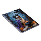 ベルネーズマウンテンドッグお洒落ハロウィン絵を描ズ ノートブック (右側)