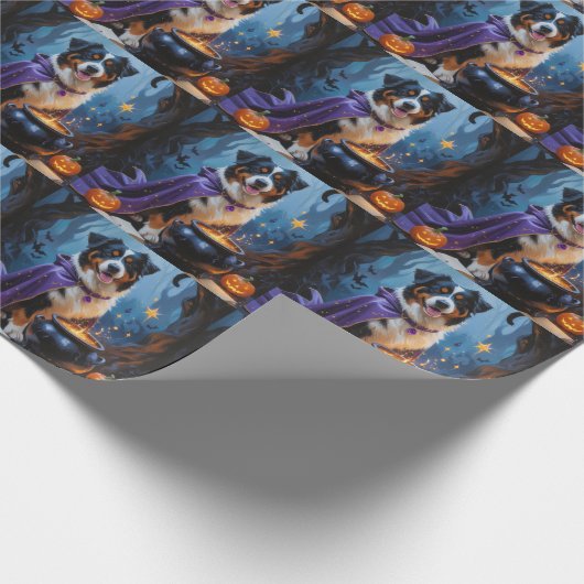 ベルネーズマウンテンドッグお洒落ハロウィン絵を描ズ ラッピングペーパー (角)