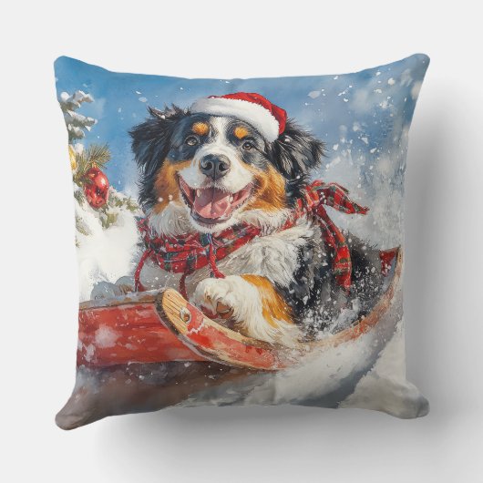 ベルネーズマウンテンドッグのスレッジクリスマス クッション (裏面)