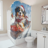 ベルネーズマウンテンドッグのスレッジクリスマス シャワーカーテン (インサイチュ)