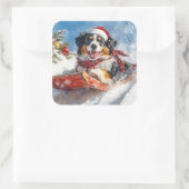 ベルネーズマウンテンドッグのスレッジクリスマス スクエアシール (バッグ)