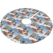 ベルネーズマウンテンドッグのスレッジクリスマス ブラッシュドポリエステルツリースカート (アングル)