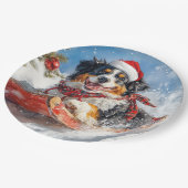 ベルネーズマウンテンドッグのスレッジクリスマス ペーパープレート (アングル)