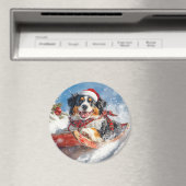 ベルネーズマウンテンドッグのスレッジクリスマス マグネット (インサイチュ (食洗機))