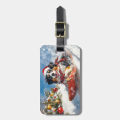 ベルネーズマウンテンドッグのスレッジクリスマス ラゲッジタグ (正面縦)