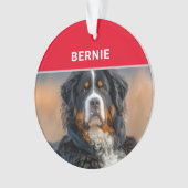 ベルネーズマウンテンドッグの名前と写真のクリスマス オーナメント (正面)