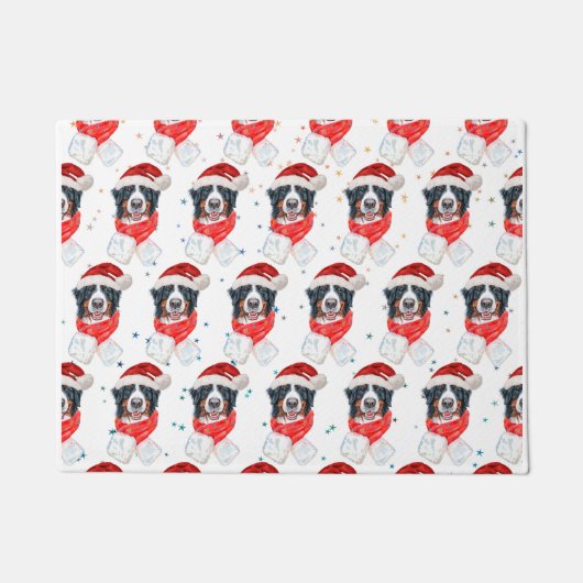 ベルネーズマウンテンドッグはクリスマスを育てる ドアマット (正面)