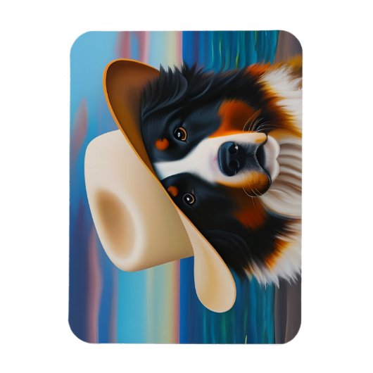 ベルネーズマウンテンドッグアットザビーチ マグネット (縦)