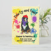 ベルネーズマウンテンドッグアートバースデーパーティー招待状 招待状 (スタンド正面)