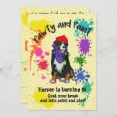 ベルネーズマウンテンドッグアートバースデーパーティー招待状 招待状 (正面/裏面)