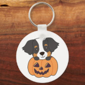 ベルネーズマウンテンドッグインパンプキンドッグハッピーケヤイ キーホルダー (正面)