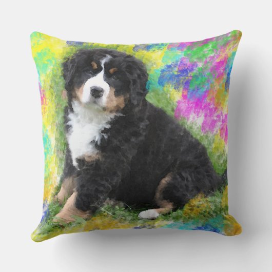 ベルネーズマウンテンドッグウォーター絵画カラーアート クッション (裏面)