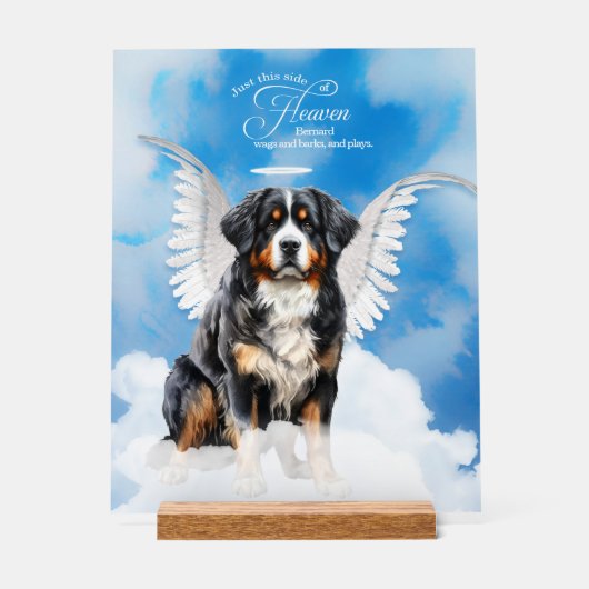 ベルネーズマウンテンドッグエンジェルと名前ペット記念碑 アクリルサイン (正面)