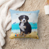 ベルネーズマウンテンドッグオンビーチ クッション (ブランケット)