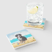 ベルネーズマウンテンドッグオンビーチ ストーンコースター (横)