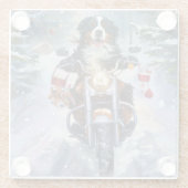 ベルネーズマウンテンドッグオートバイクリスマスに乗る ガラスコースター (裏面)