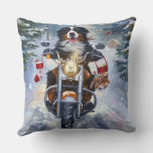 ベルネーズマウンテンドッグオートバイクリスマスに乗る クッション (裏面)