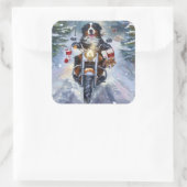 ベルネーズマウンテンドッグオートバイクリスマスに乗る スクエアシール (バッグ)