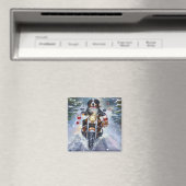 ベルネーズマウンテンドッグオートバイクリスマスに乗る マグネット (インサイチュ (食洗機))