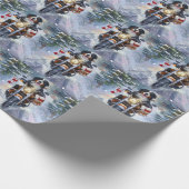 ベルネーズマウンテンドッグオートバイクリスマスに乗る ラッピングペーパー (角)