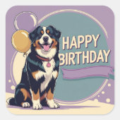 ベルネーズマウンテンドッグカラフル スクエアシール (正面)