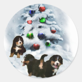 ベルネーズマウンテンドッグクリスマスギフト ラウンドシール