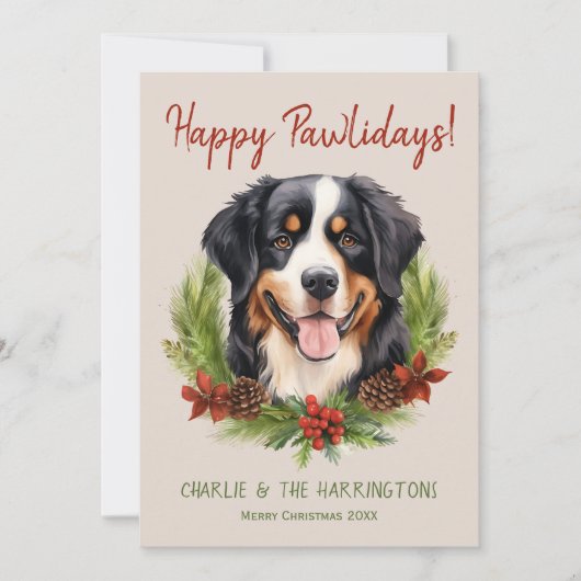 ベルネーズマウンテンドッグクリスマスハッピーパウィーデイズ シーズンカード (正面)