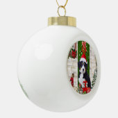 ベルネーズマウンテンドッグクリスマス セラミックボールオーナメント (左)