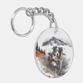 ベルネーズマウンテンドッグサイクリングインザマウンテンズ キーホルダー (正面左)