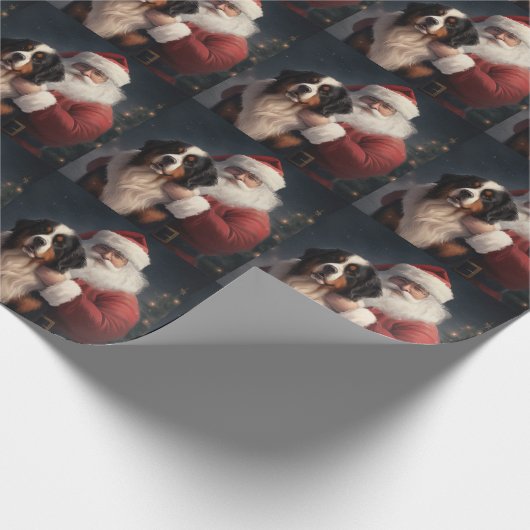 ベルネーズマウンテンドッグサンタクロースフェスティバルクリスマス ラッピングペーパー (角)