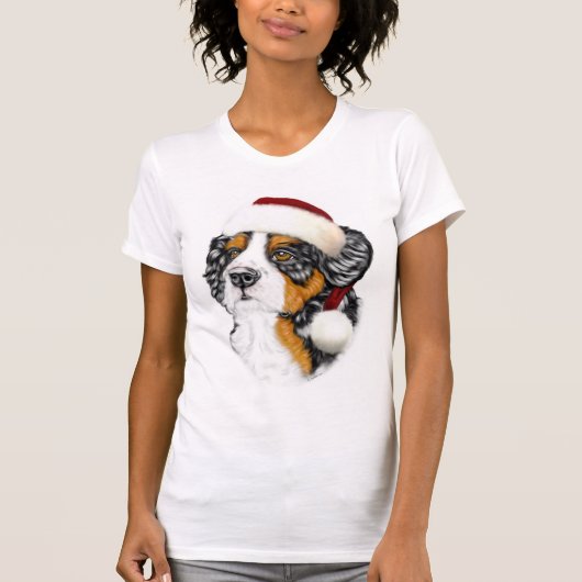 ベルネーズマウンテンドッグサンタパップ Tシャツ (正面)
