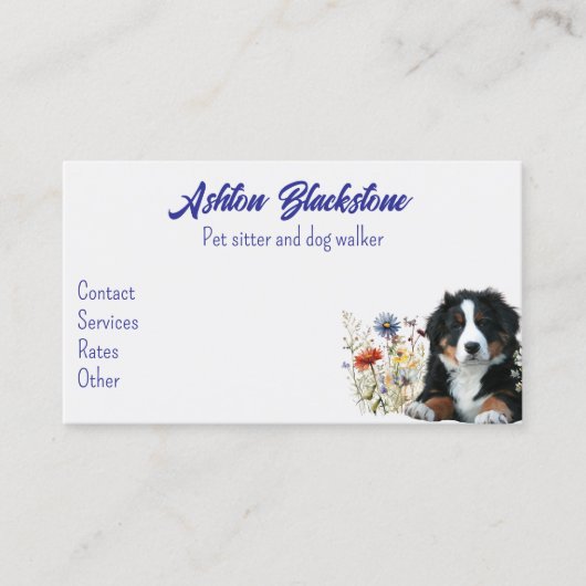 ベルネーズマウンテンドッグシッターの名刺 コーリングカード (正面)