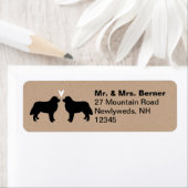 ベルネーズマウンテンドッグシルエットとハート ラベル (インサイチュ)