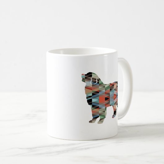 ベルネーズマウンテンドッグジオシルエットプレイド コーヒーマグカップ (正面右)